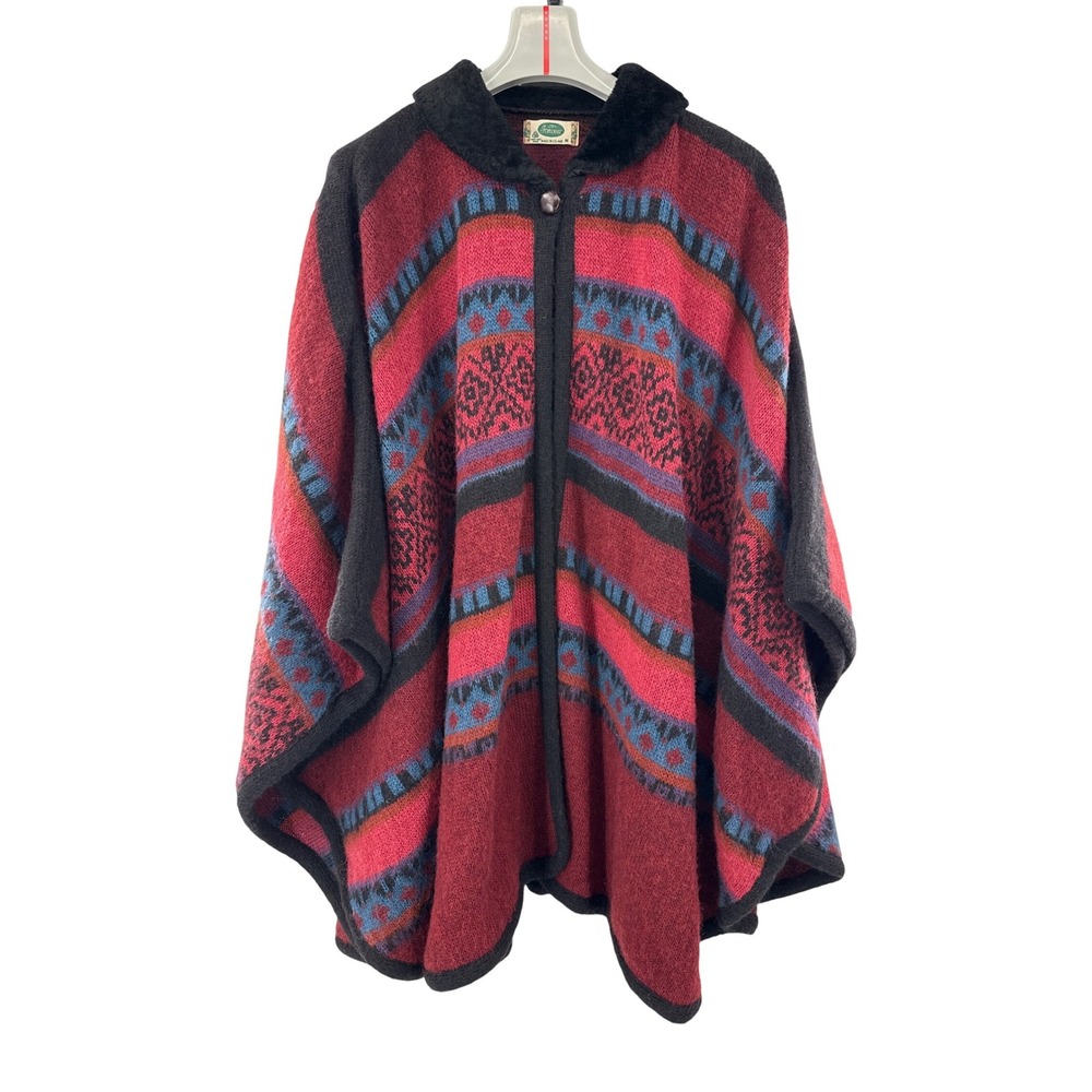Icewear Iceland Pure New Wool Geometric Pattern Poncho Cape Size‎ M